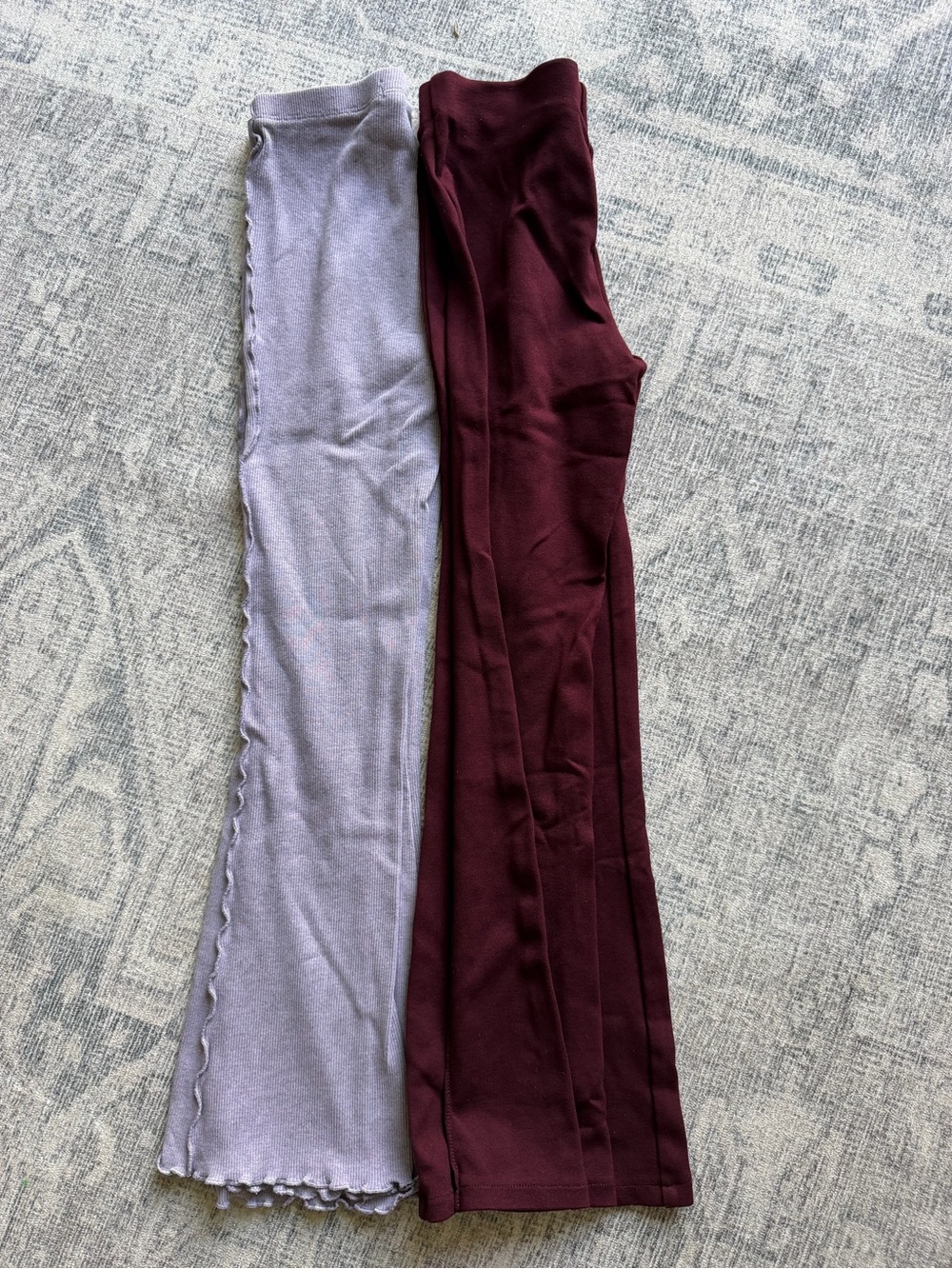 Bundle of 2 flare pair of pants for girls in Lavender and Burgundy
